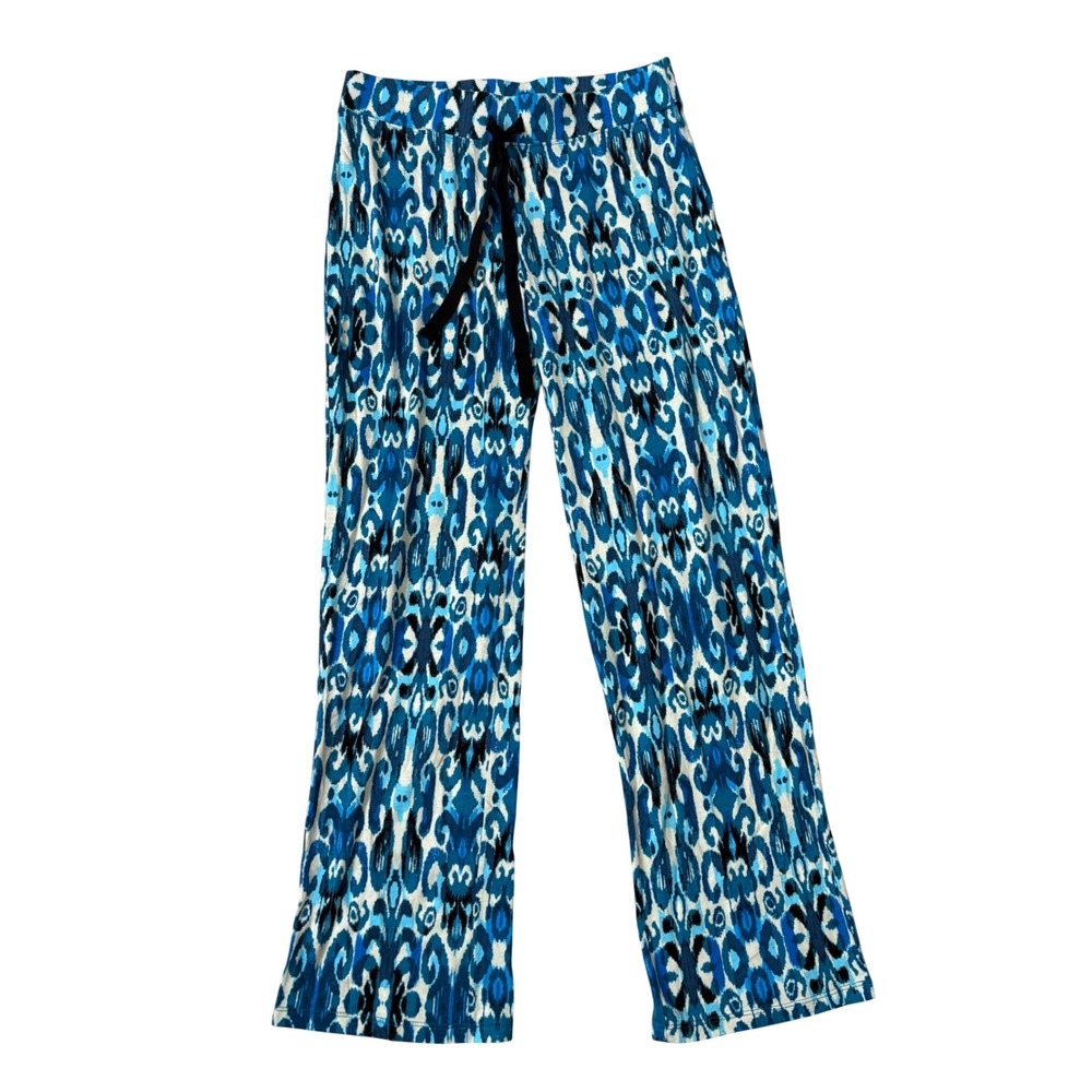 Artisan NY Blue Ikat Geometric Printed Wide Leg Knit Lounge Pants Medium M